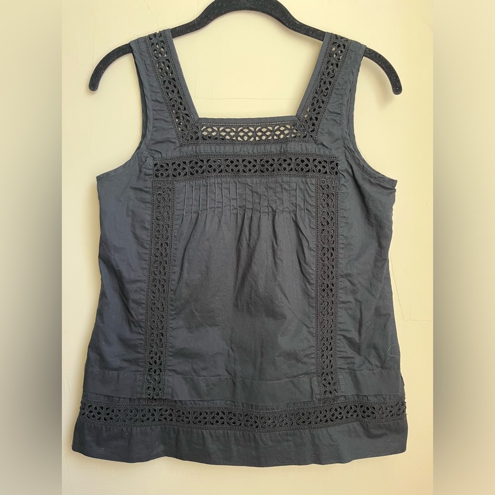 gap y2k cotton eyelet square neck tank top